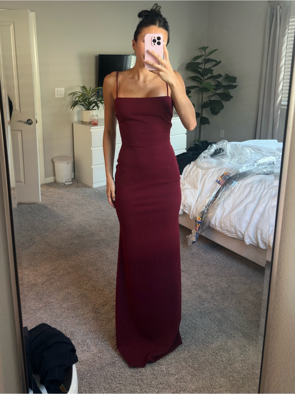 Windsor Strapless Burgundy Maxi Dress